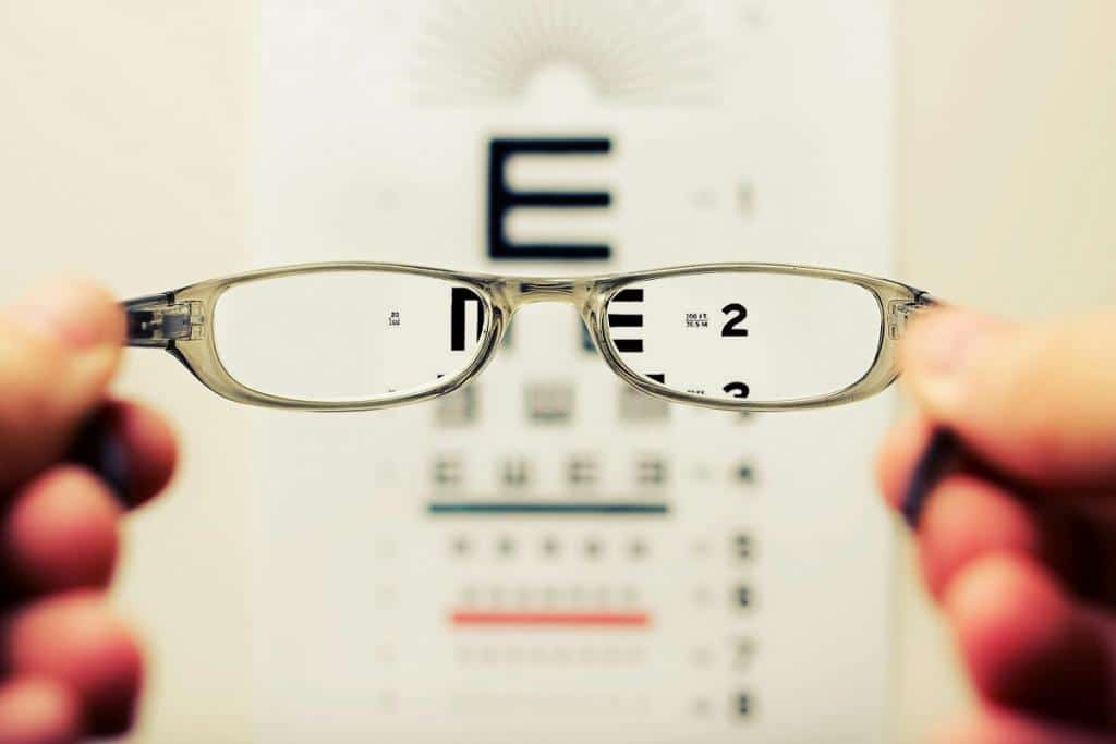 eye chart and glasses